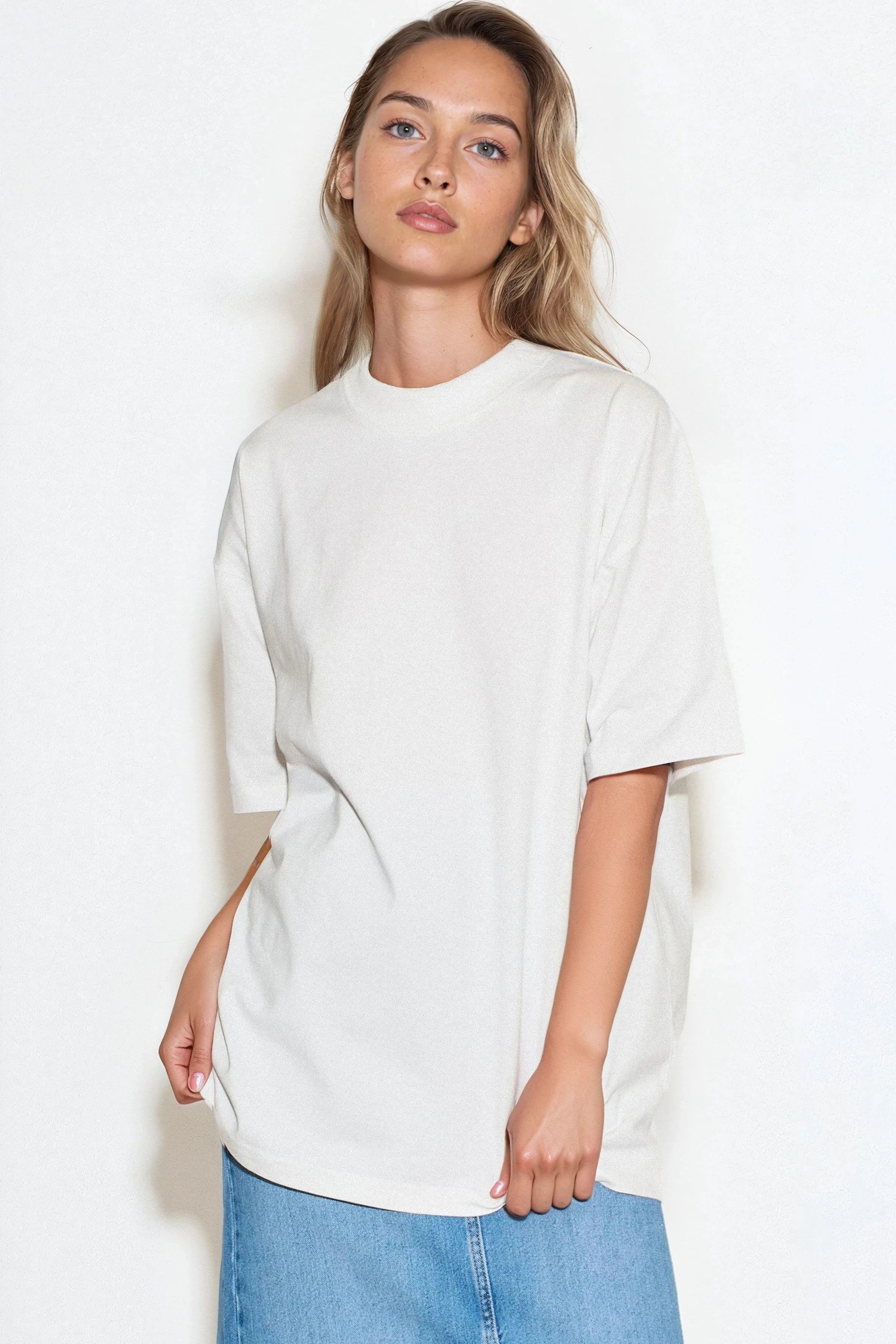 White Logo Cotton Oversized T Shirt-0