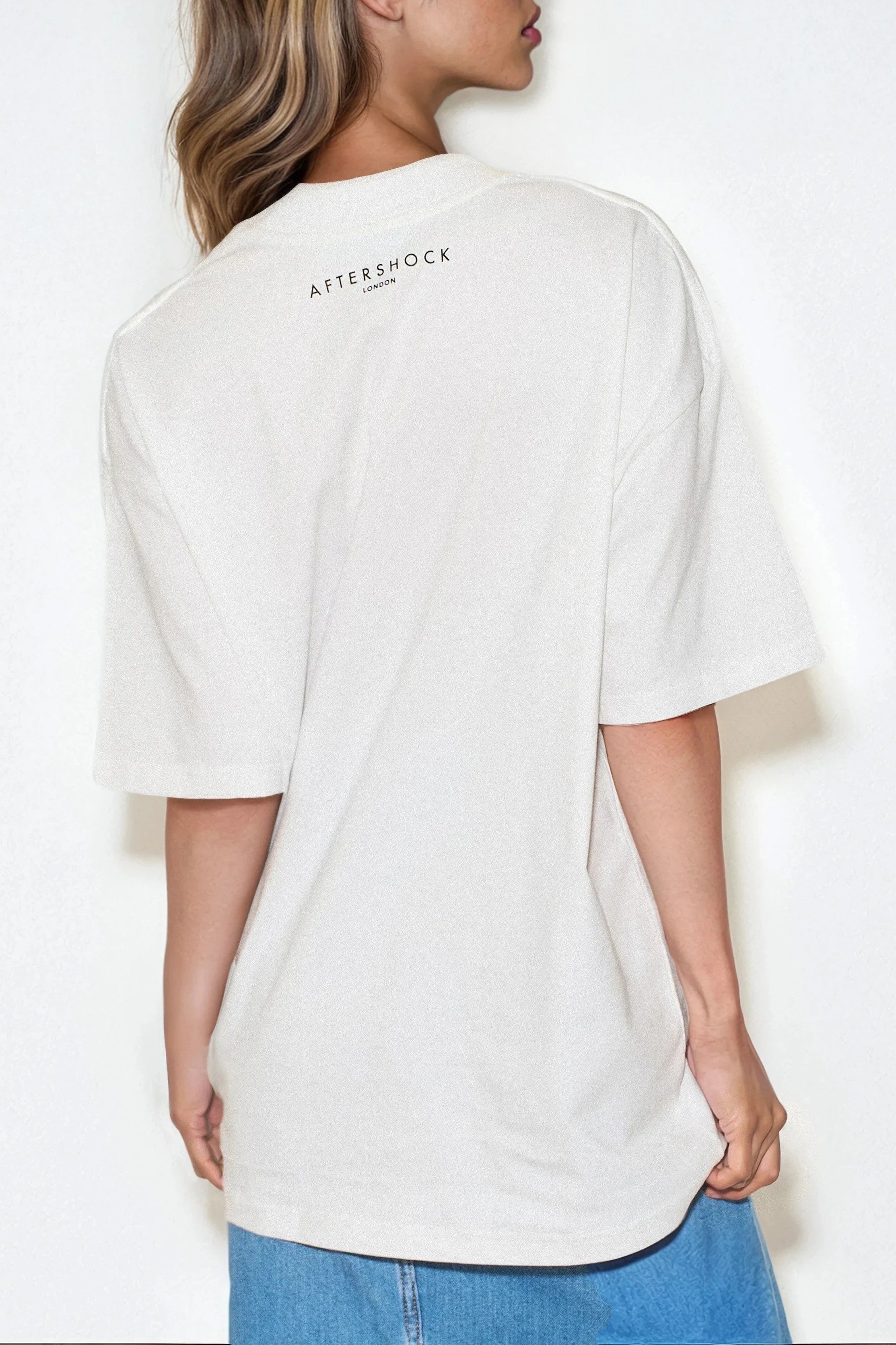 White Logo Cotton Oversized T Shirt-3