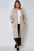 Mocha Longline Cardigan With Pockets-0