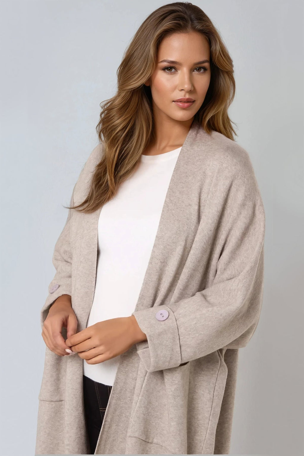 Mocha Longline Cardigan With Pockets-1