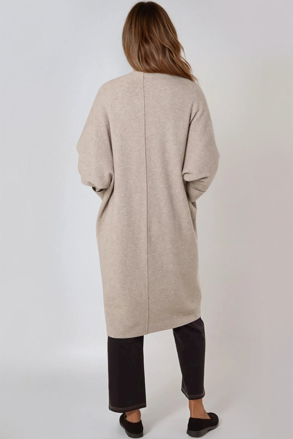 Mocha Longline Cardigan With Pockets-2