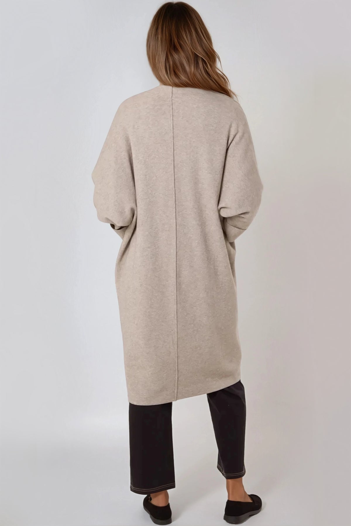 Mocha Longline Cardigan With Pockets-2