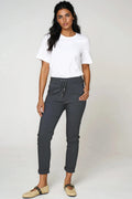 Charcoal Stretch Drawstring Trousers-0