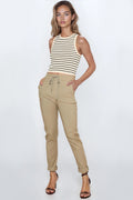 Mocha Stretch Drawstring Trousers-0