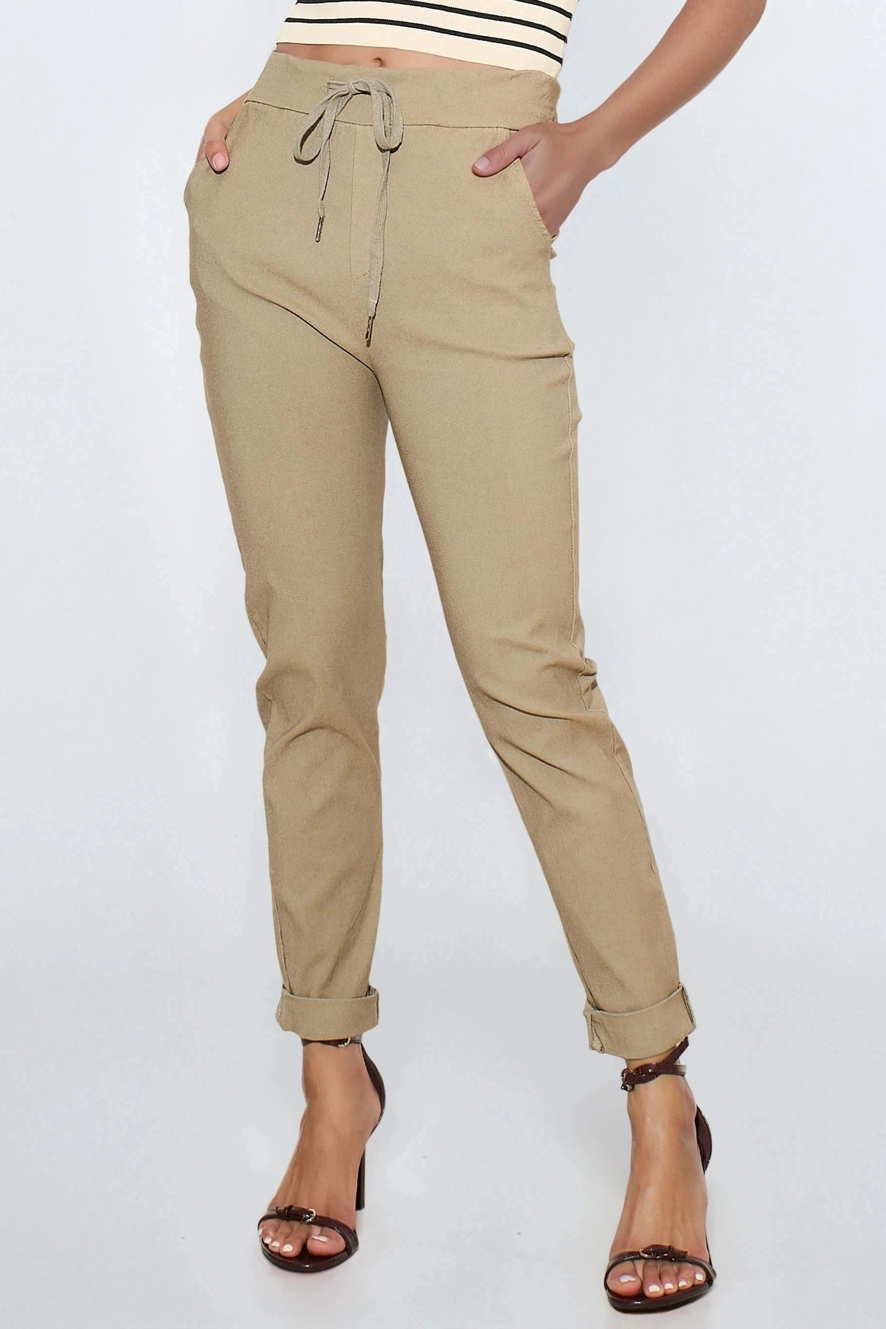 Mocha Stretch Drawstring Trousers-3