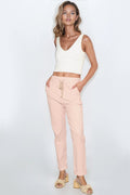 Dusty Pink Stretch Drawstring Trousers-0