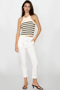 White Stretch Drawstring Trousers-0