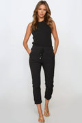 Black Stretch Drawstring Trousers-0