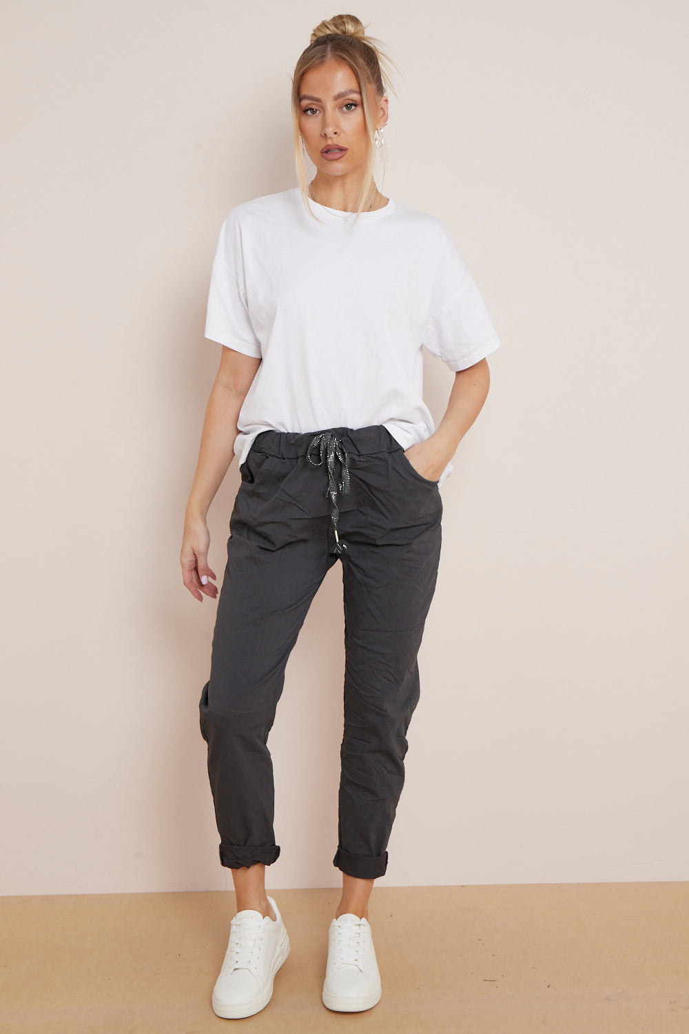 Charcoal Magic Drawstring Trousers-0
