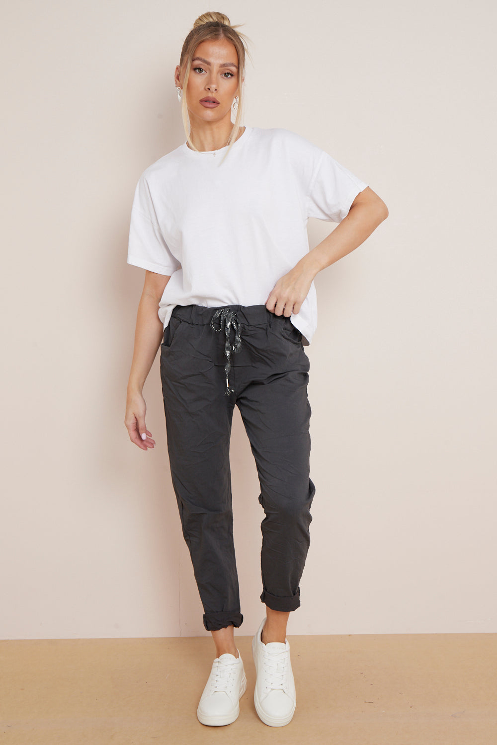 Charcoal Magic Drawstring Trousers-2