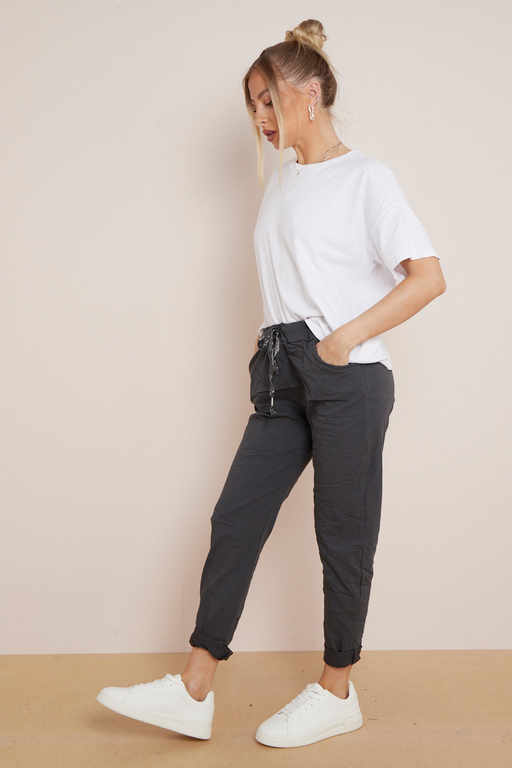 Charcoal Magic Drawstring Trousers-3