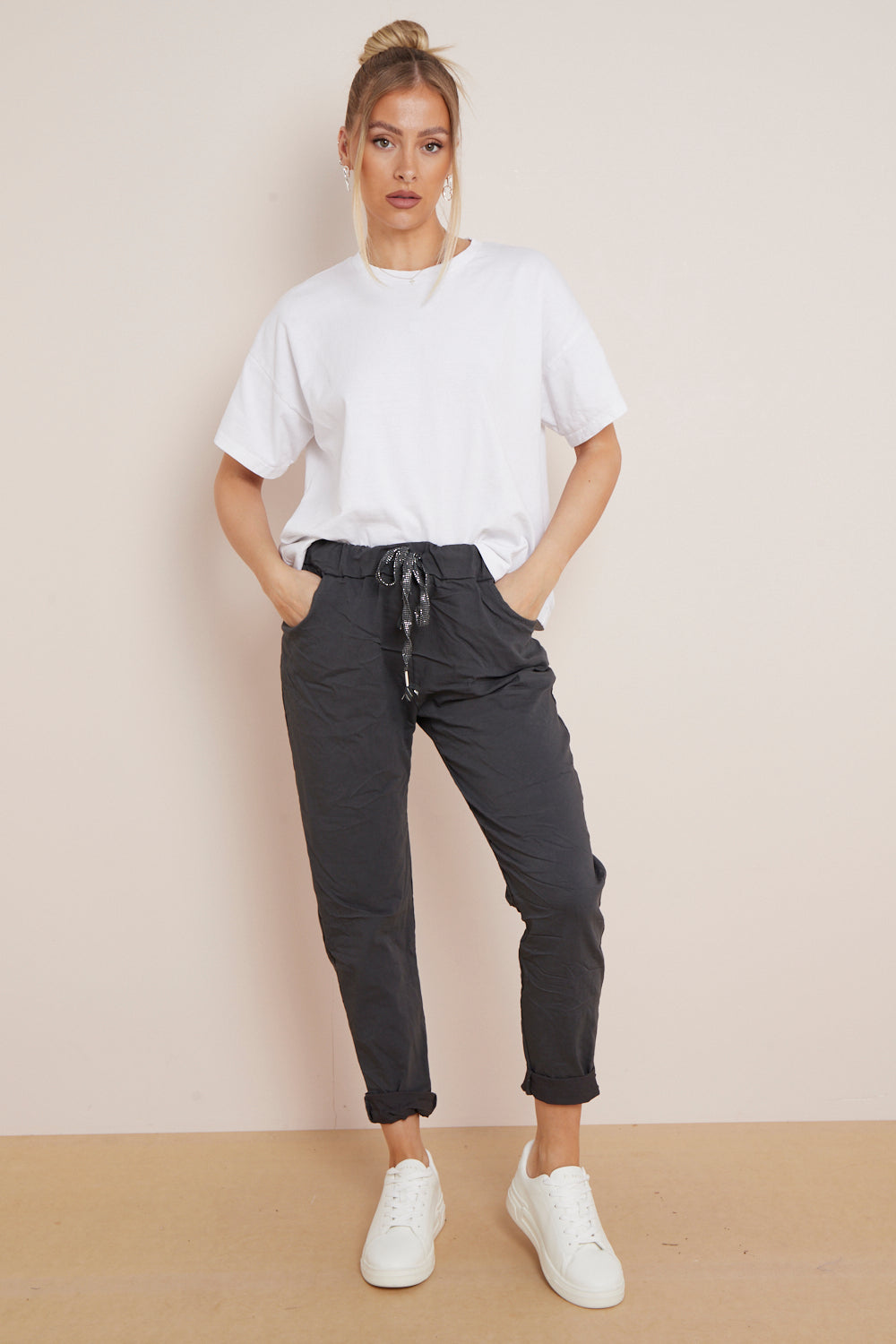 Charcoal Magic Drawstring Trousers-1