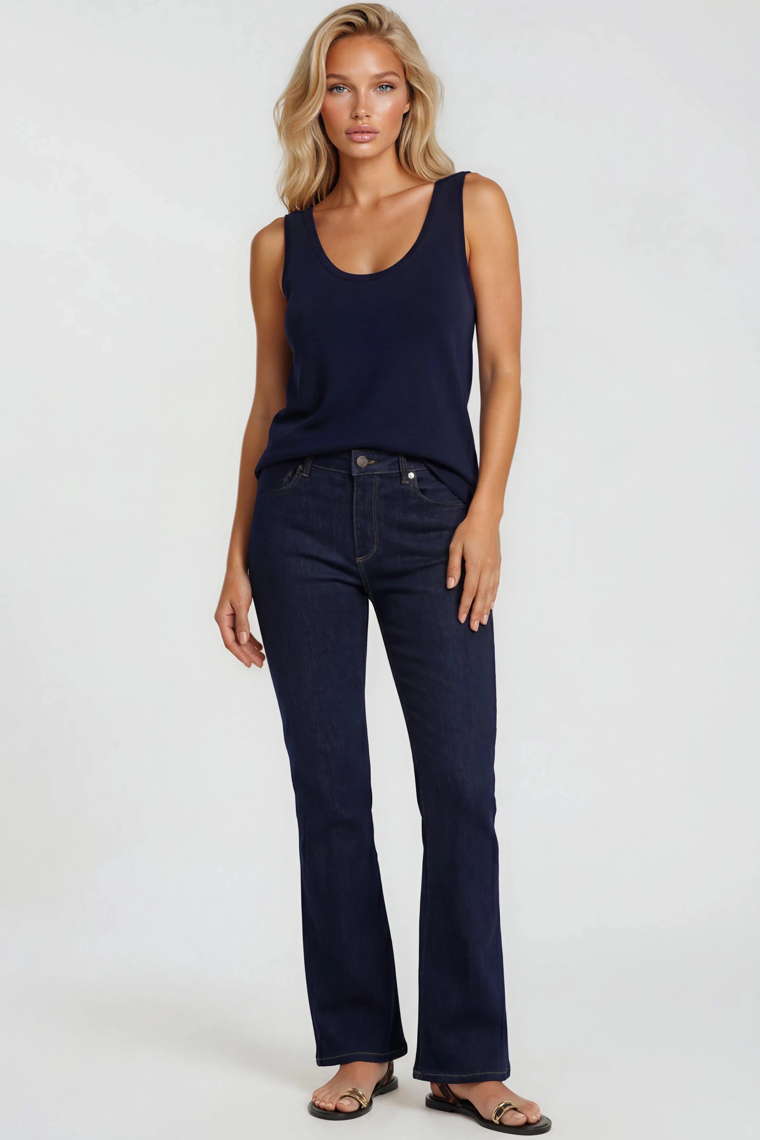 Navy Cotton Vest Top-1