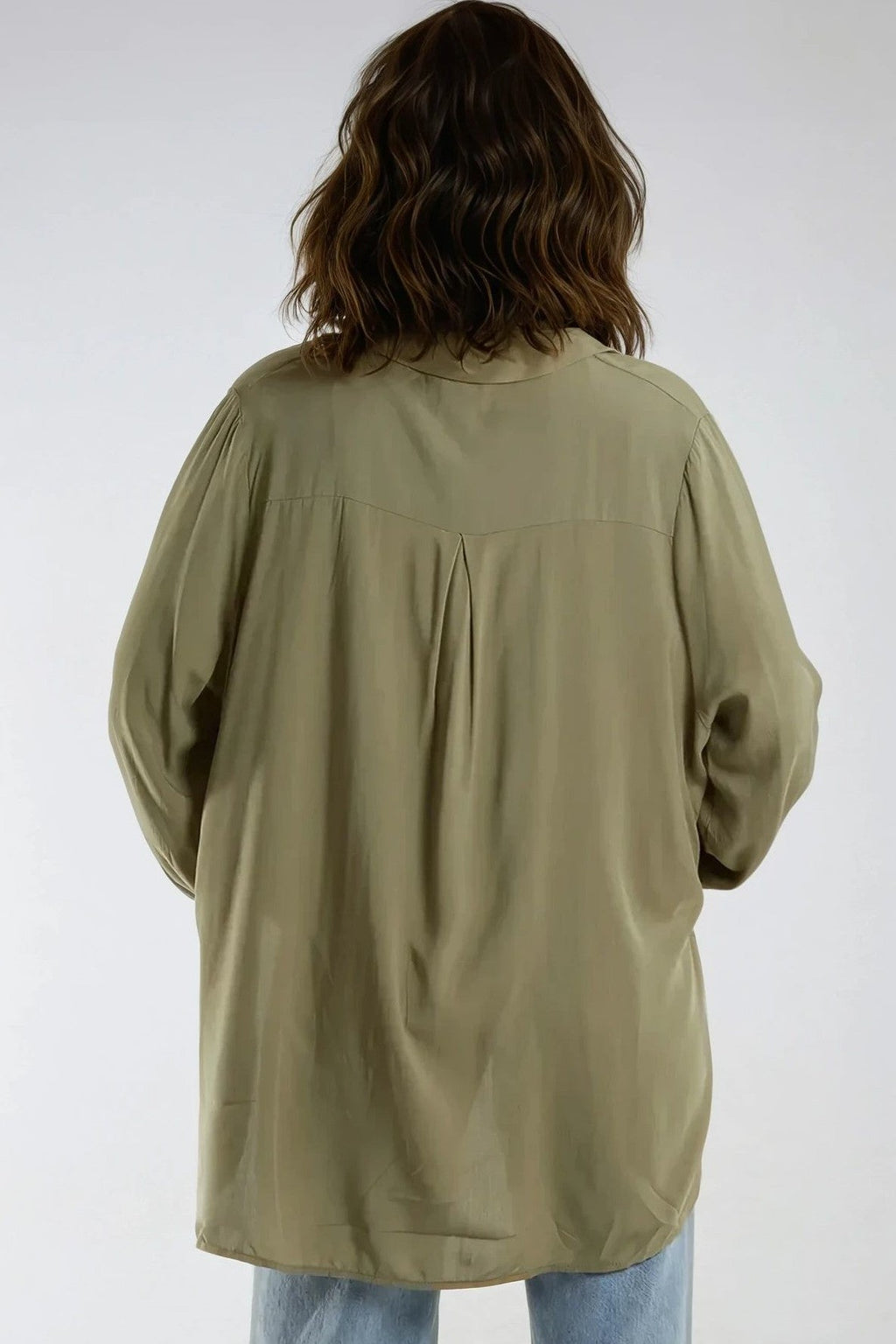 Khaki Open Collar Blouse-2