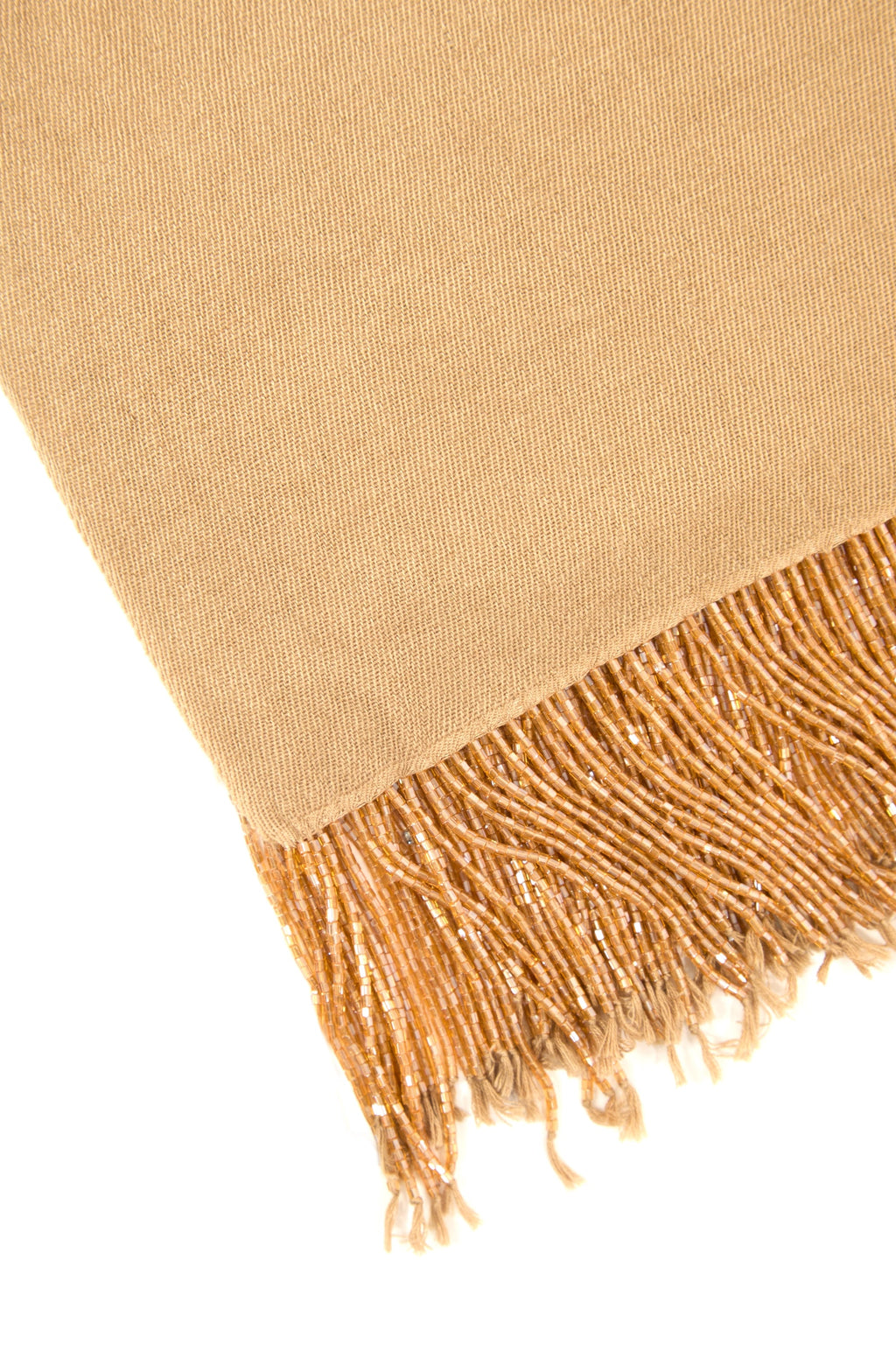 Beige Pashmina Shawl with Beaded Tassels-3