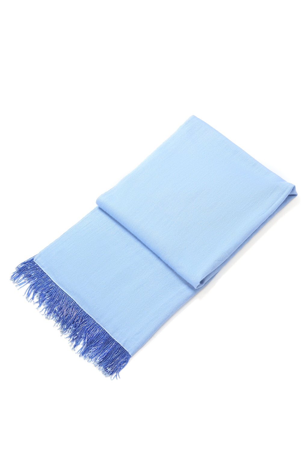 Blue Pashmina Shawl with Beaded Tassels-1