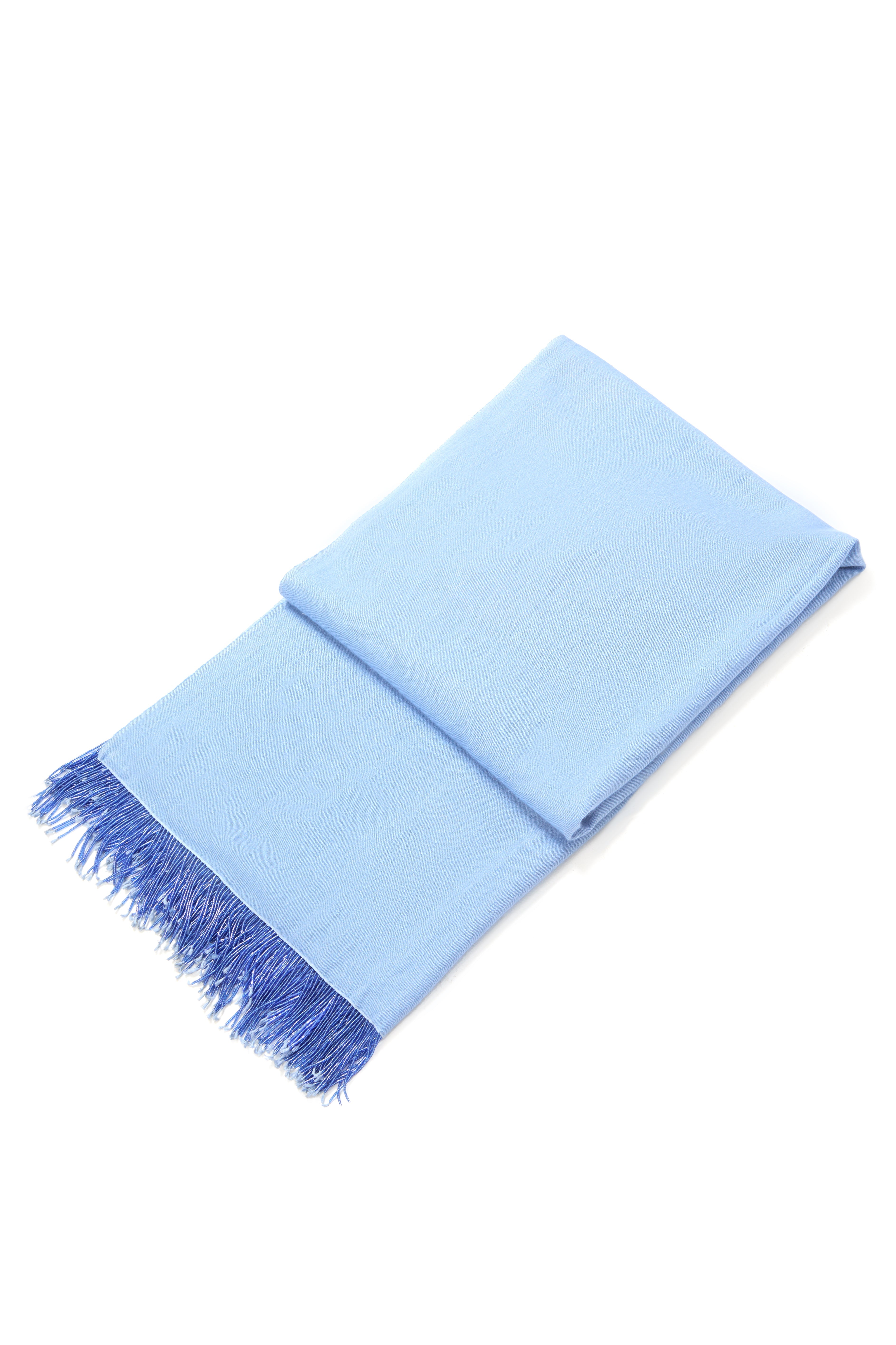 Blue Pashmina Shawl with Beaded Tassels-1
