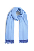 Blue Pashmina Shawl with Beaded Tassels-0