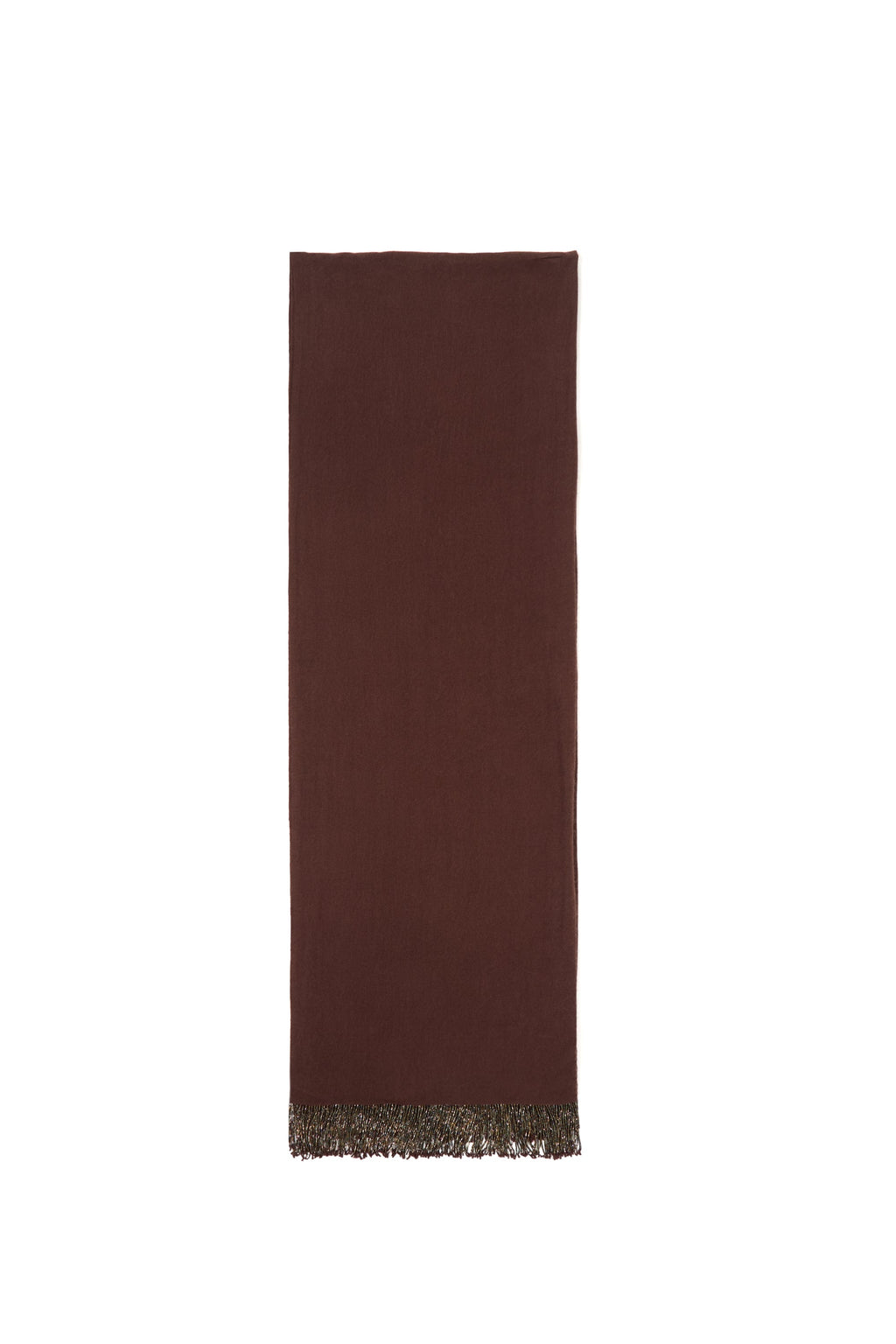 Brown Pashmina Shawl with Beaded Tassels-4