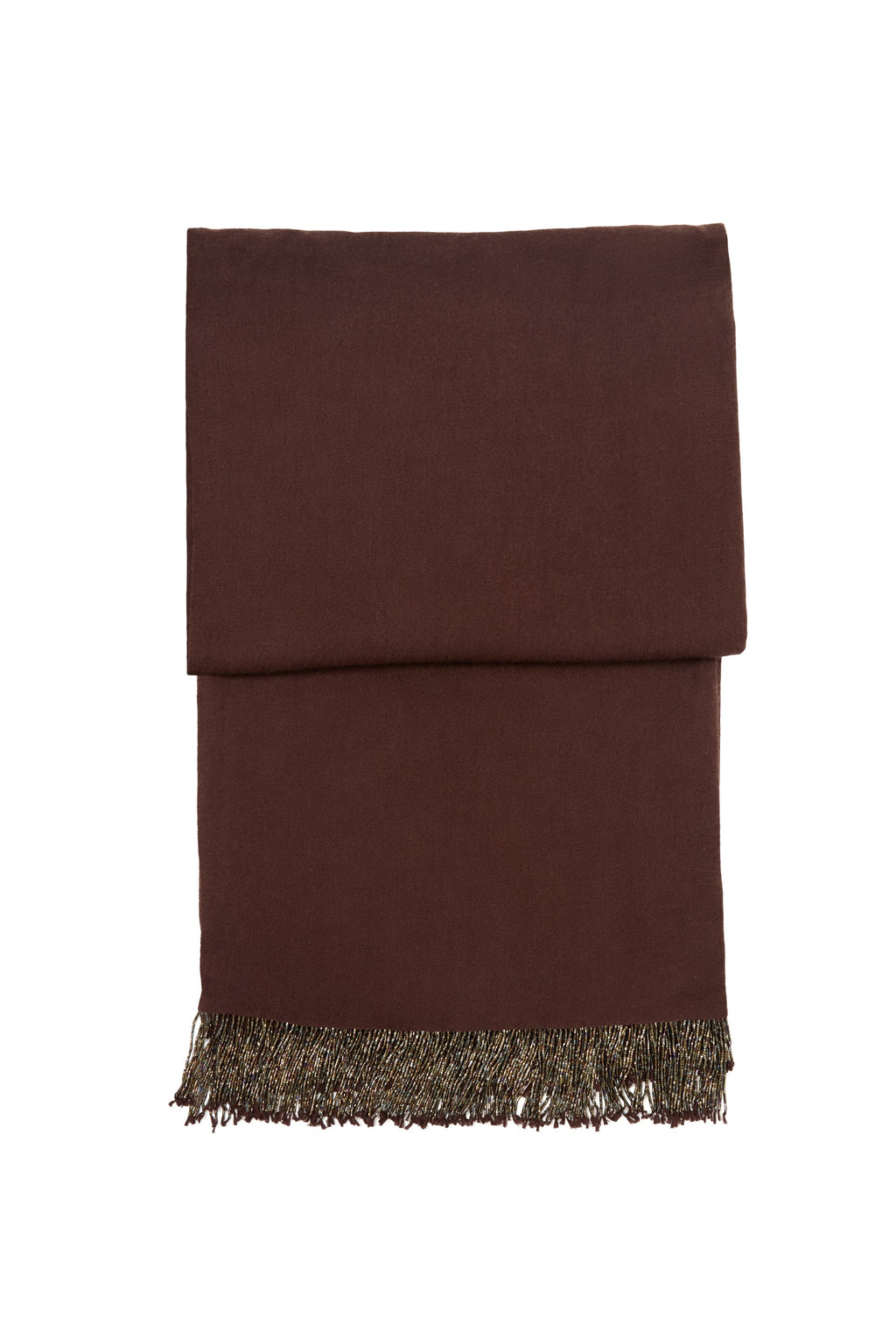 Brown Pashmina Shawl with Beaded Tassels-1