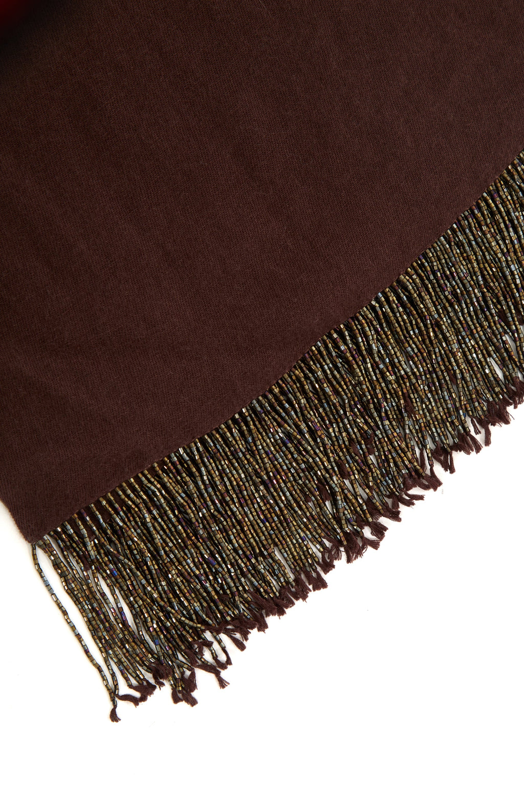 Brown Pashmina Shawl with Beaded Tassels-2