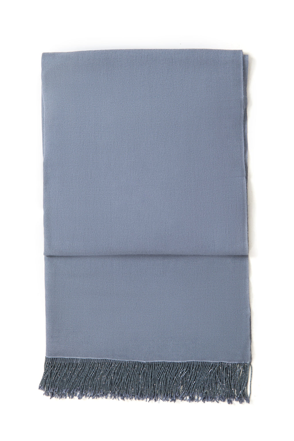 Grey Pashmina Shawl with Beaded Tassels-2