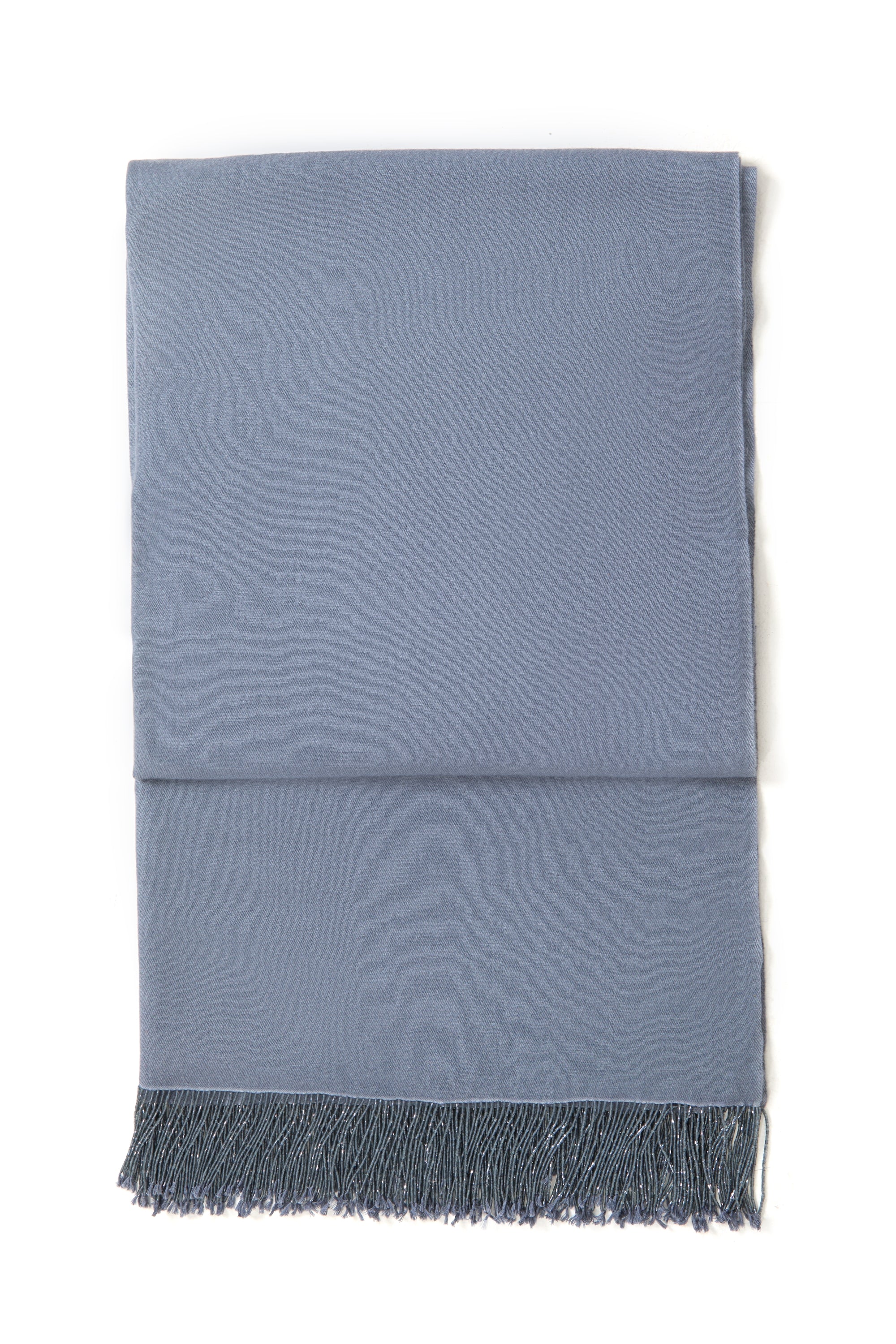Grey Pashmina Shawl with Beaded Tassels-2