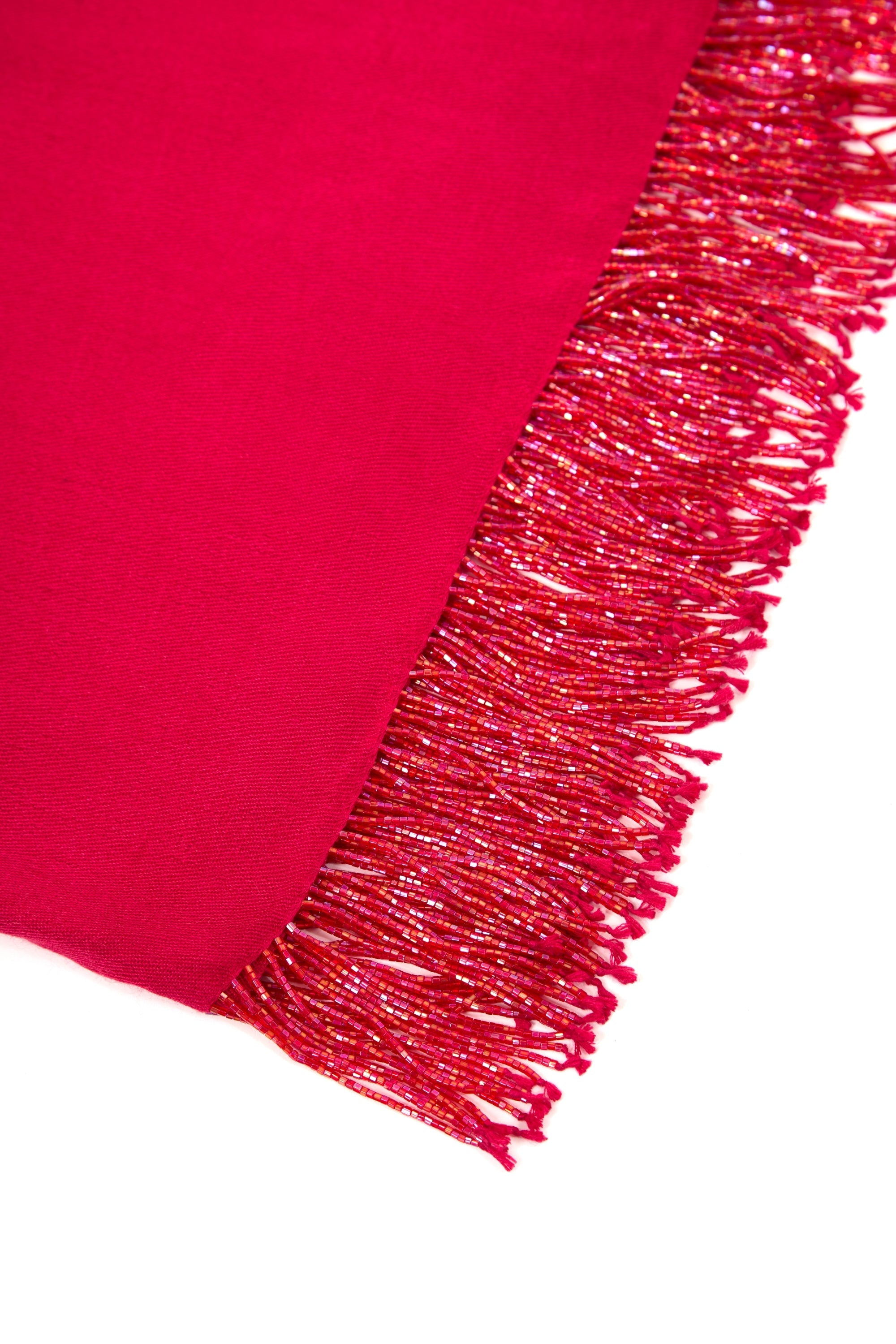 Fuchsia Pashmina Shawl with Beaded Tassels-2