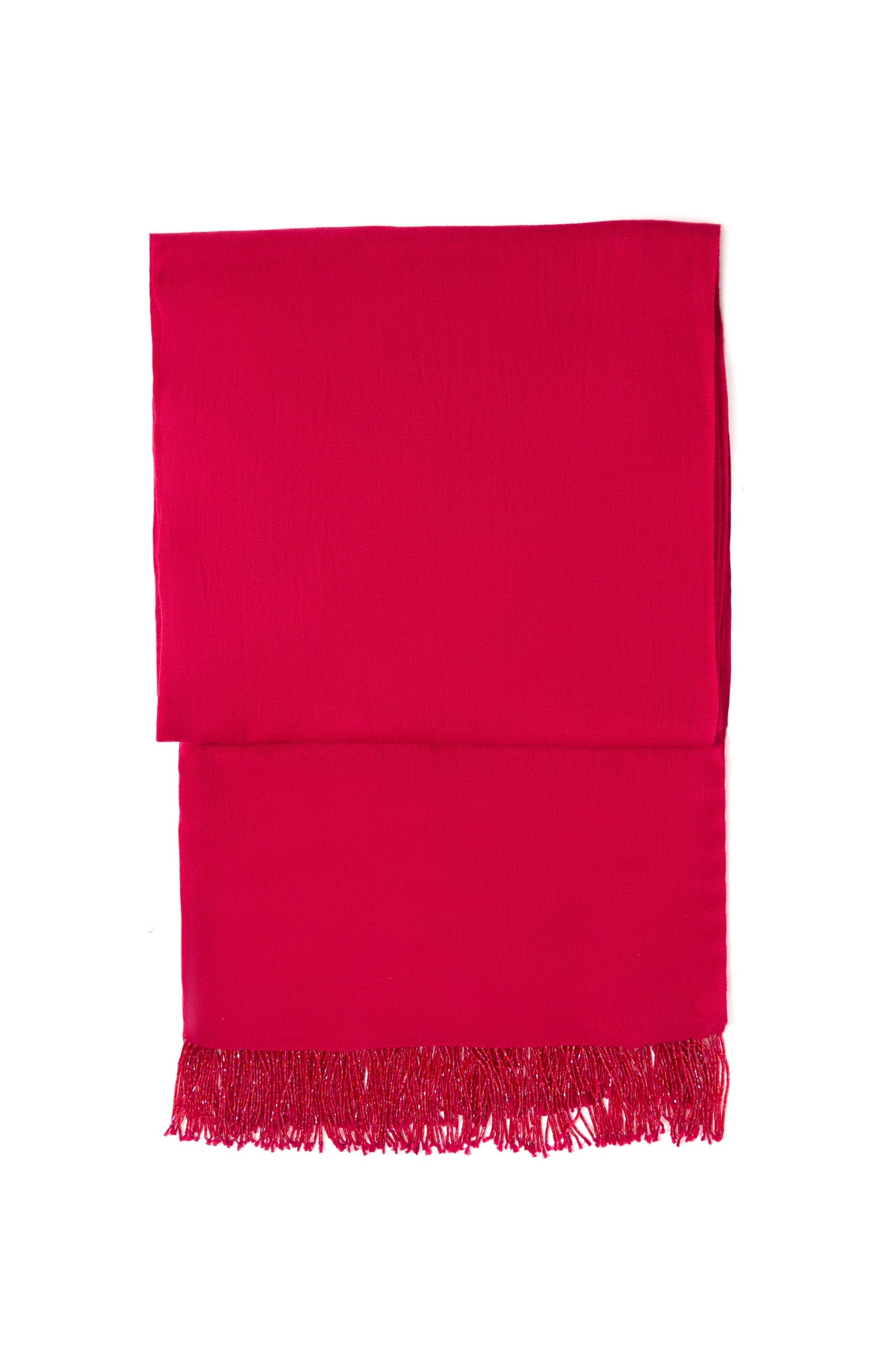 Fuchsia Pashmina Shawl with Beaded Tassels-3