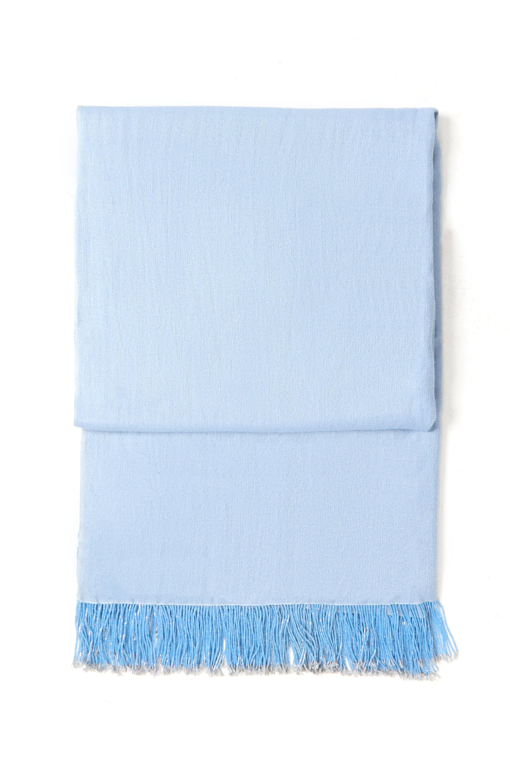 Light Blue Pashmina Shawl with Beaded Tassels-2