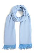 Light Blue Pashmina Shawl with Beaded Tassels-0