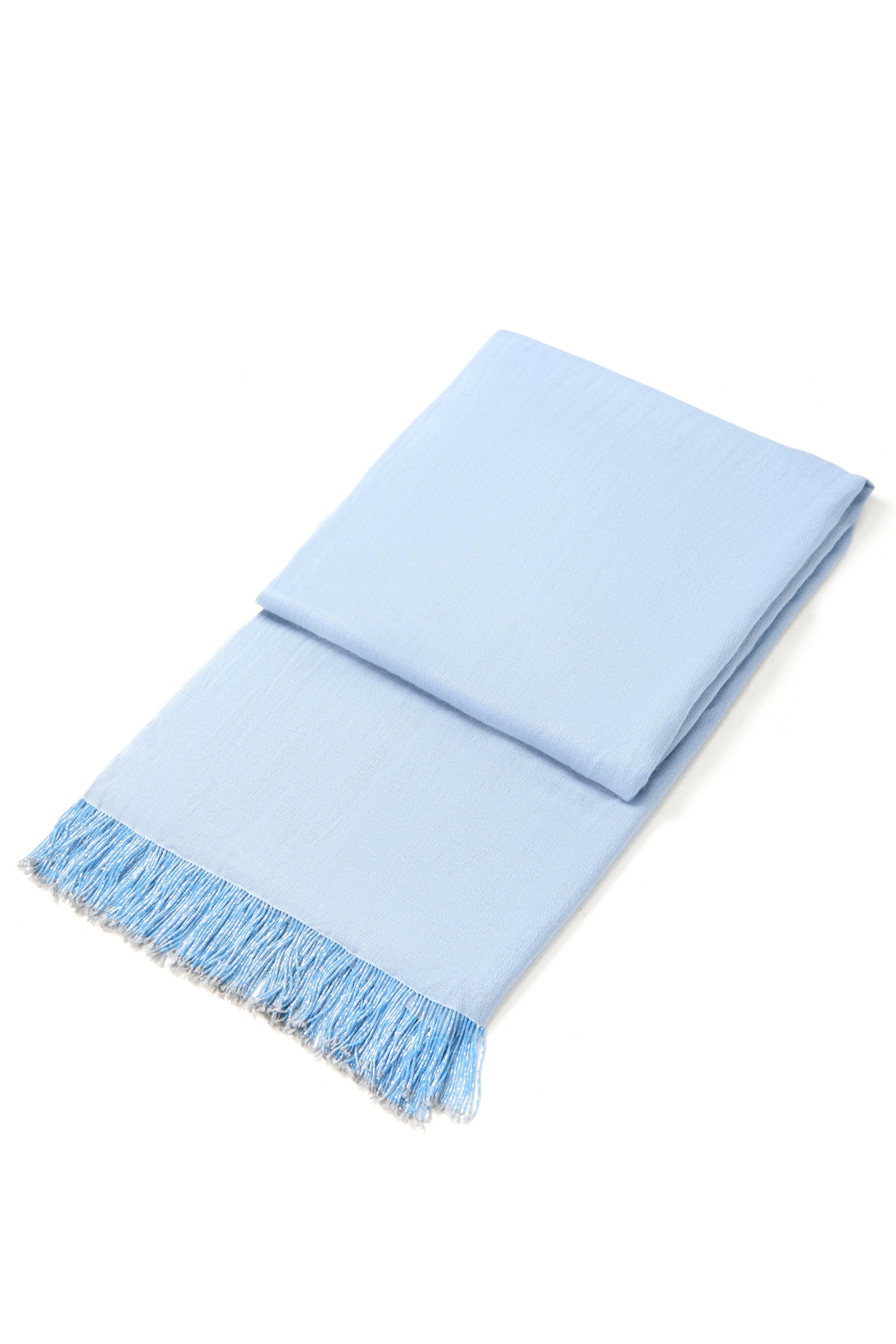 Light Blue Pashmina Shawl with Beaded Tassels-1