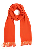 Orange Pashmina Shawl with Beaded Tassels-0