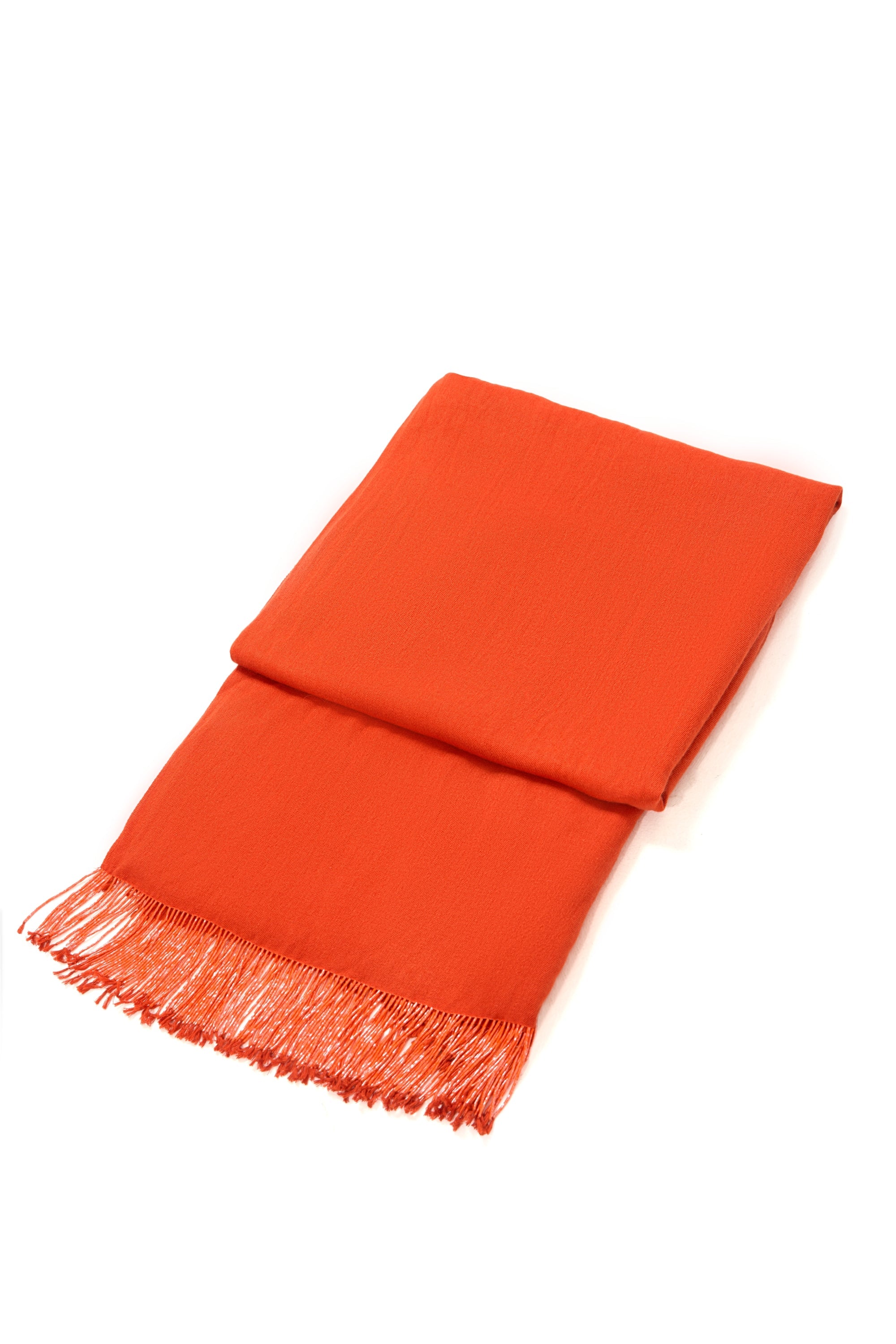 Orange Pashmina Shawl with Beaded Tassels-1