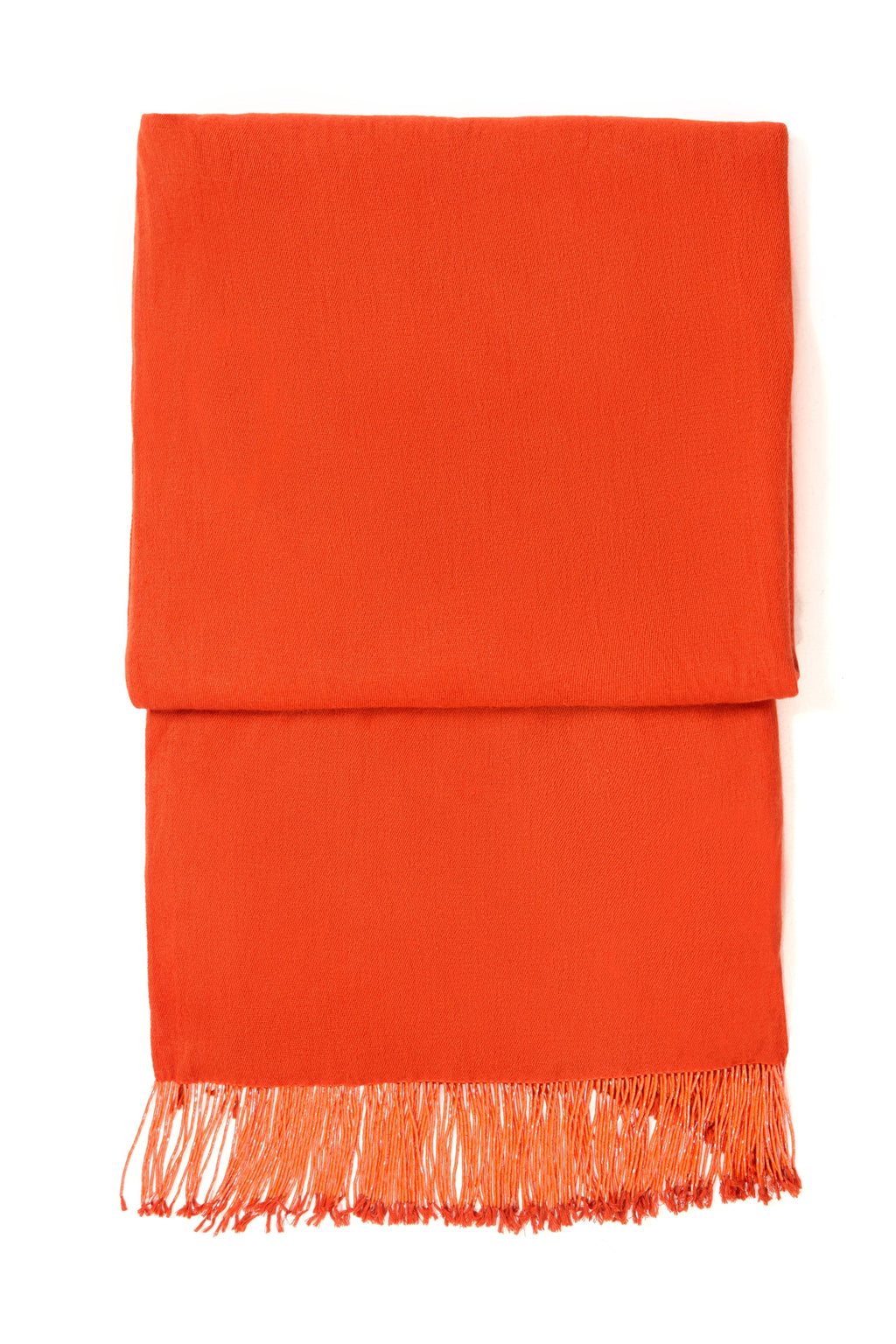 Orange Pashmina Shawl with Beaded Tassels-2