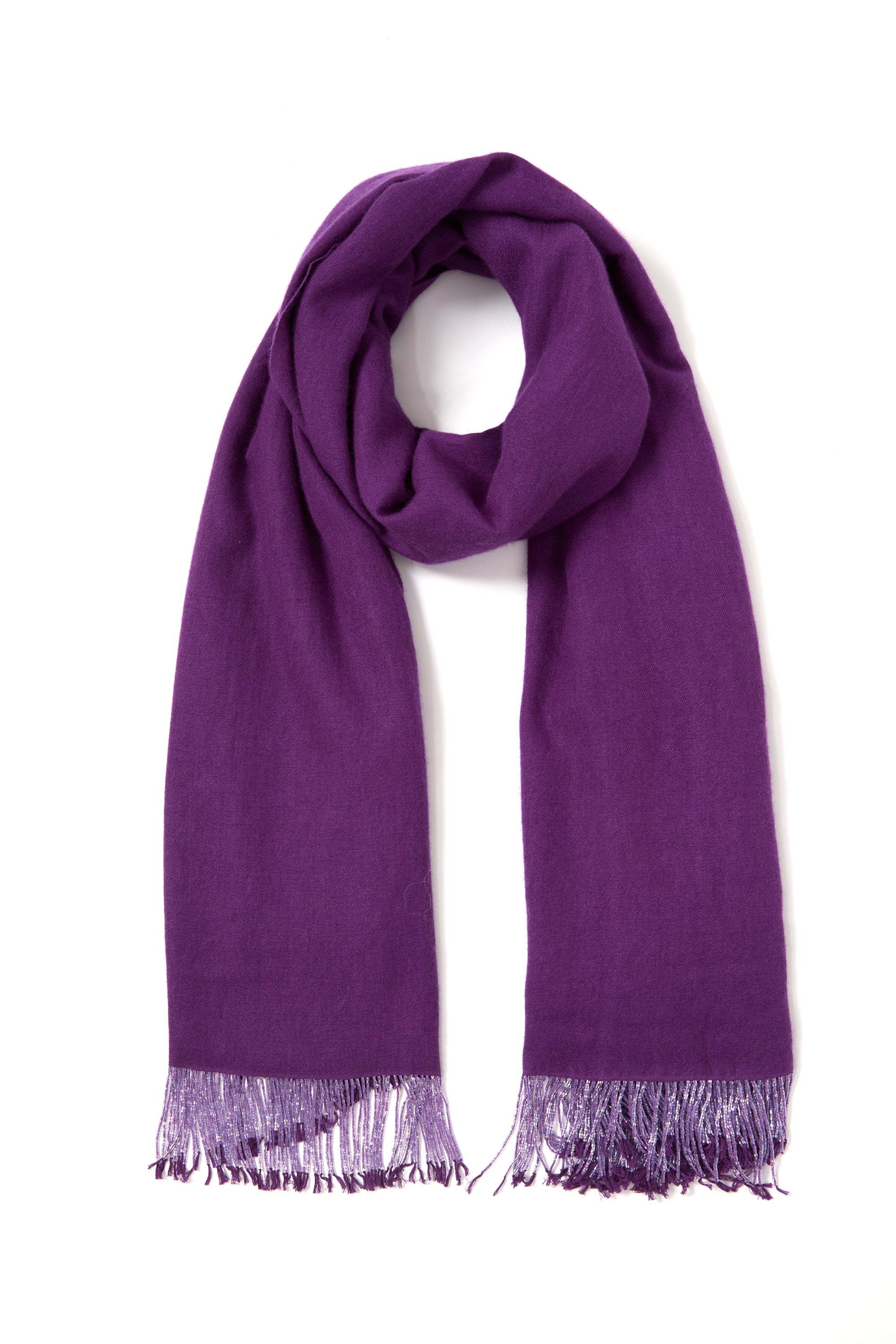 Purple Pashmina Shawl with Beaded Tassels-0
