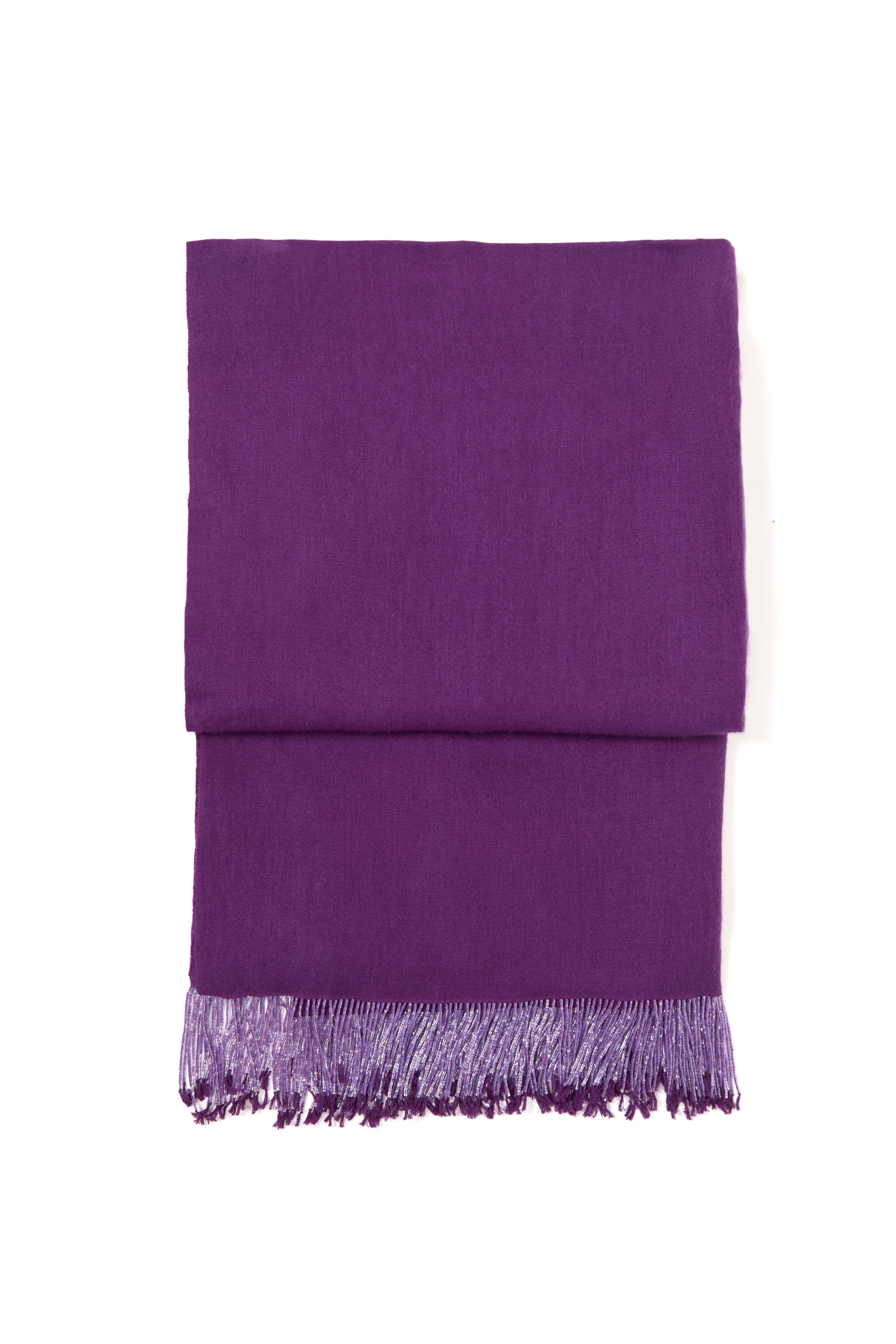 Purple Pashmina Shawl with Beaded Tassels-1