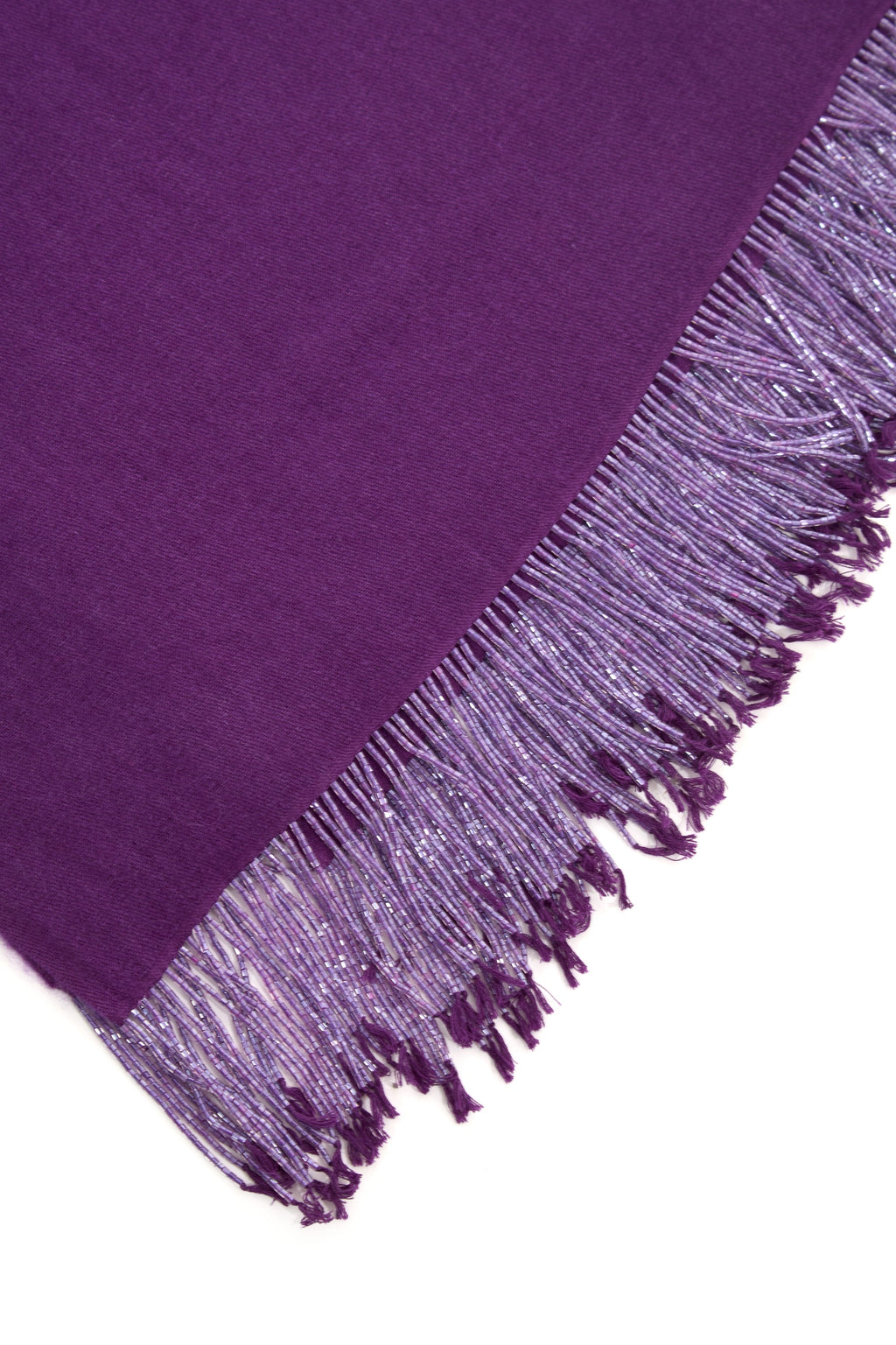 Purple Pashmina Shawl with Beaded Tassels-3