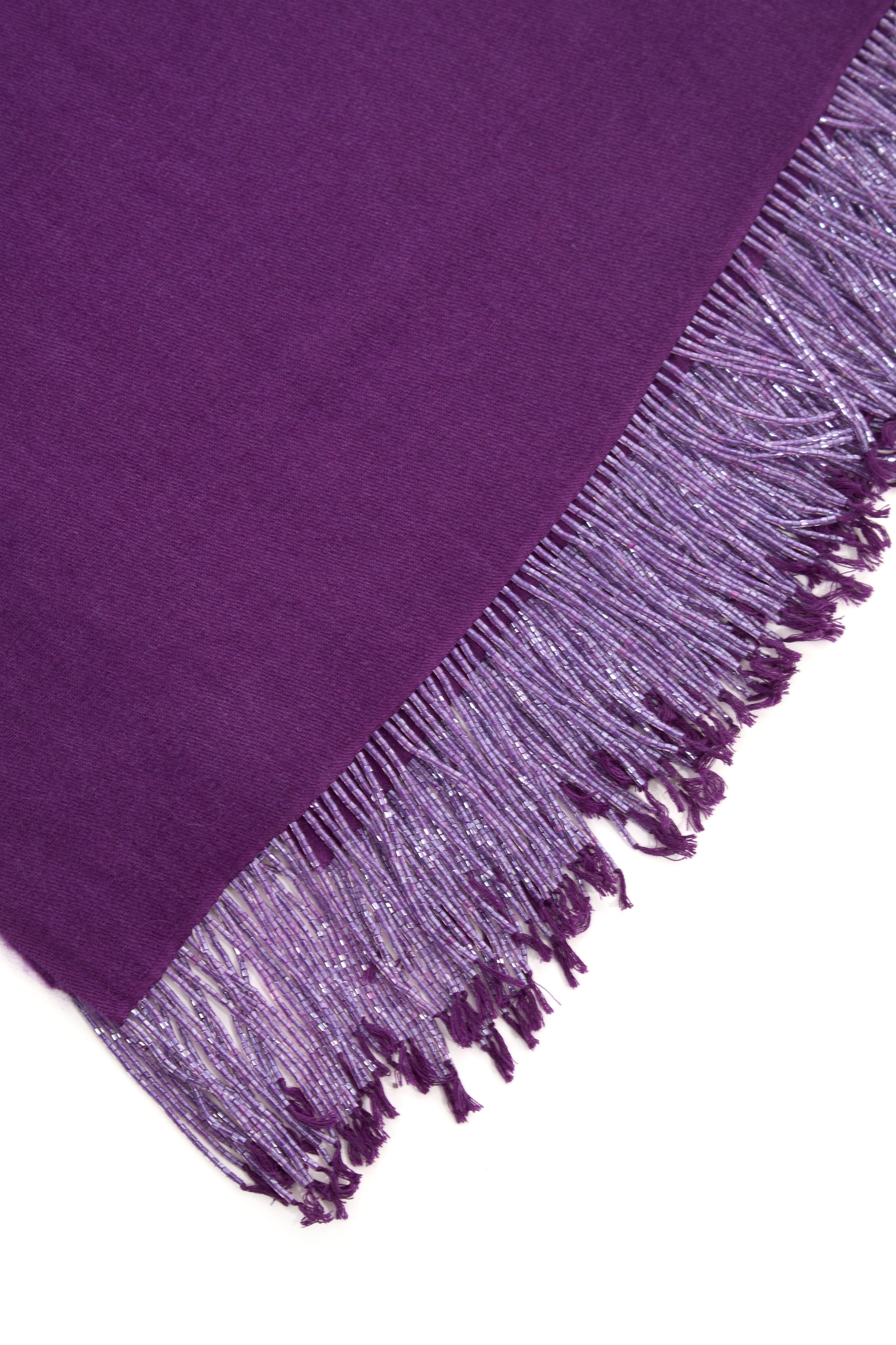 Purple Pashmina Shawl with Beaded Tassels-3