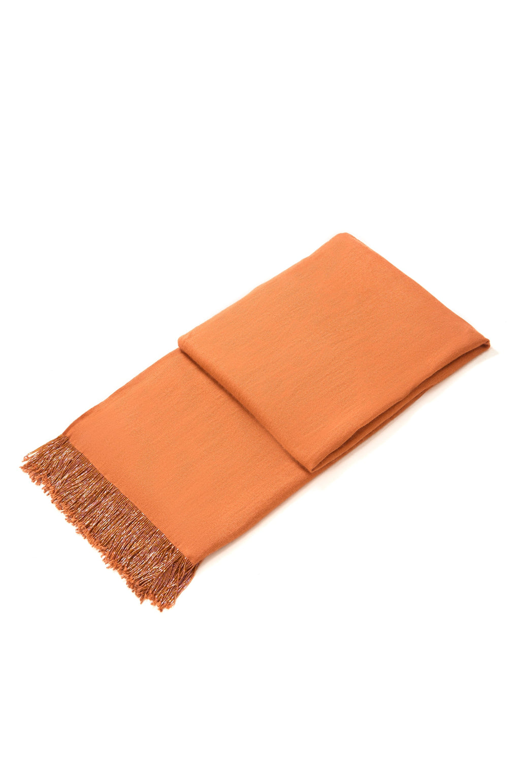 Rust Pashmina Shawl with Beaded Tassels-1