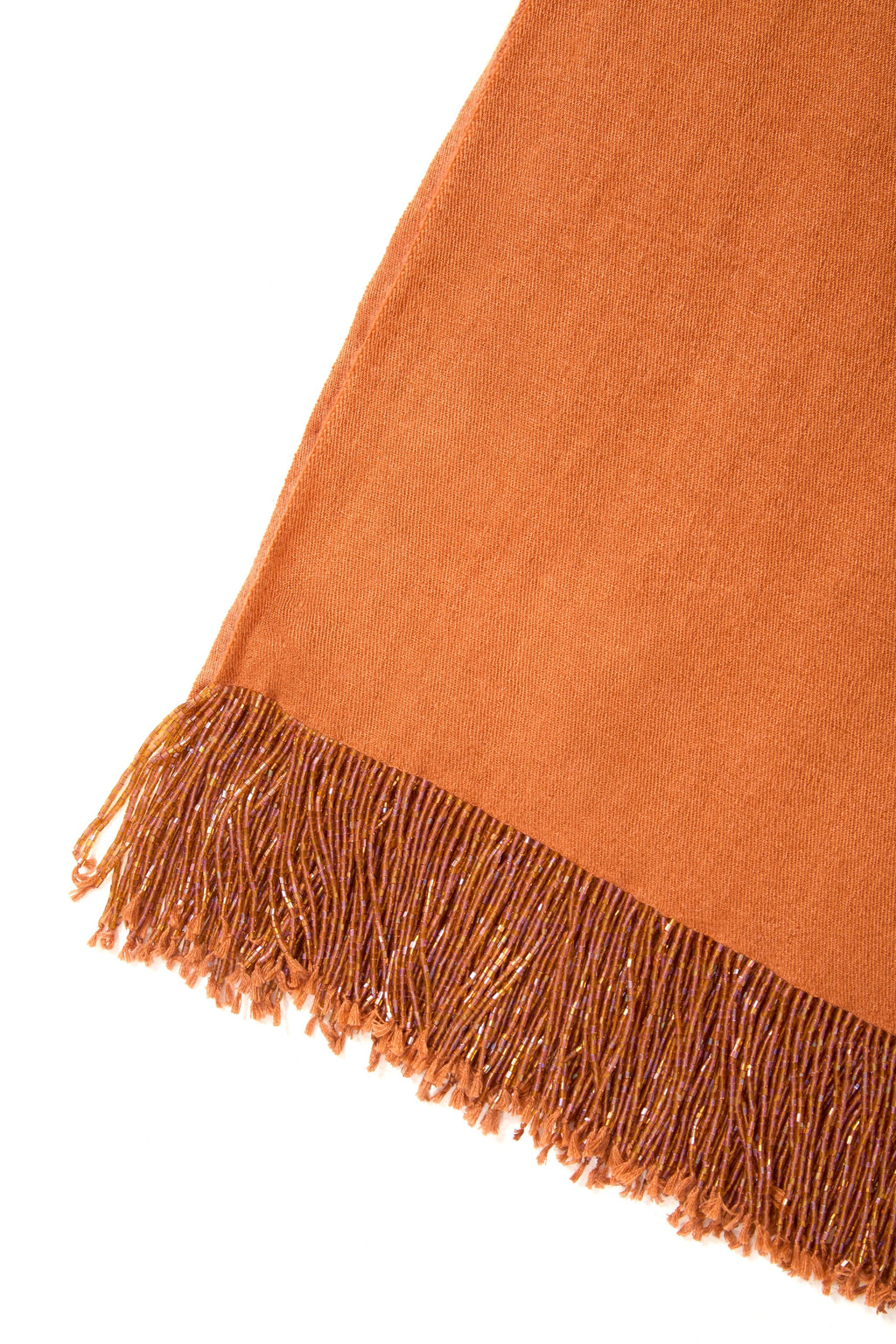 Rust Pashmina Shawl with Beaded Tassels-2