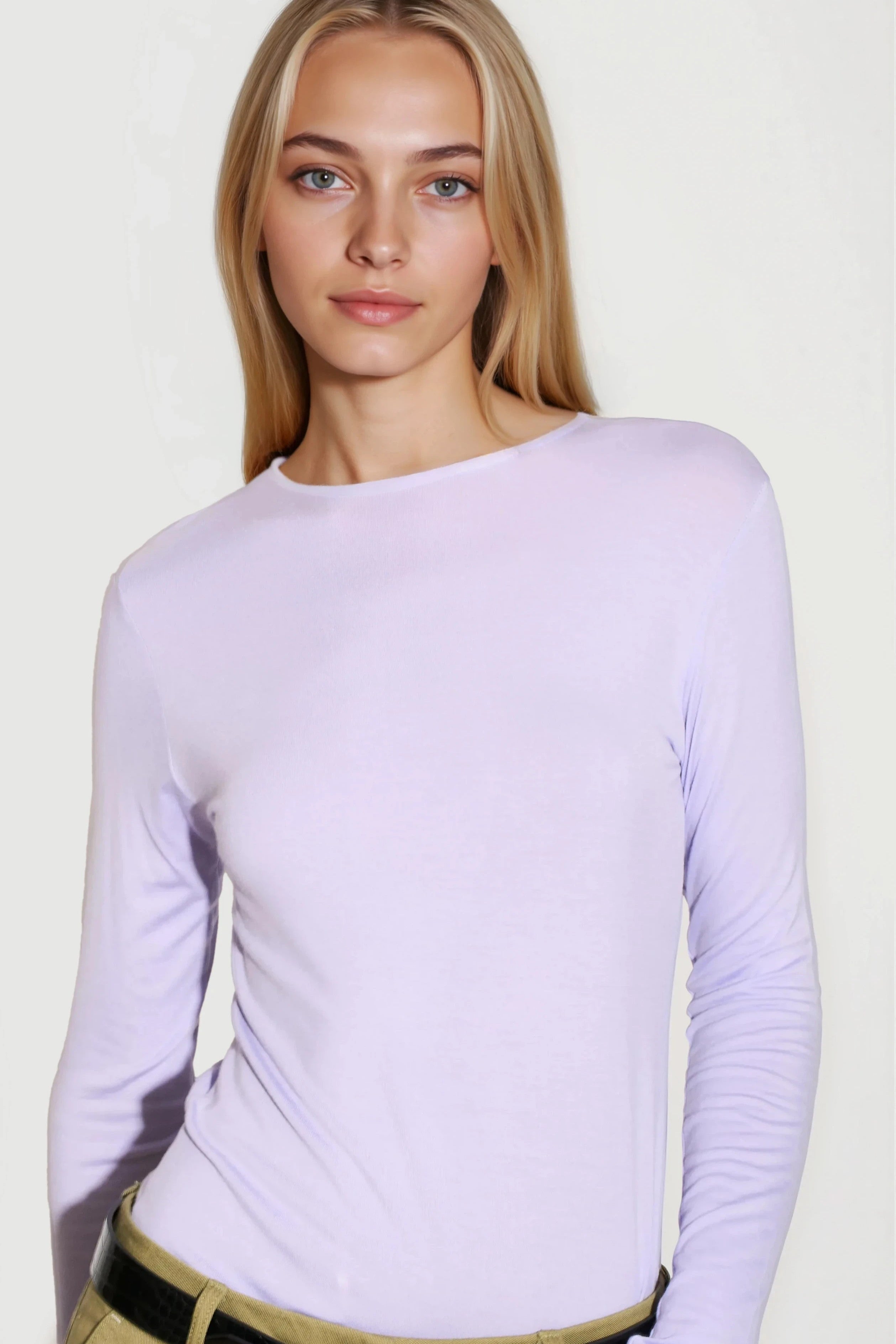 Lilac Round Neck Long Sleeve Top-1