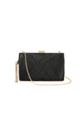 Black Satin Clutch Bag With Tassels-0