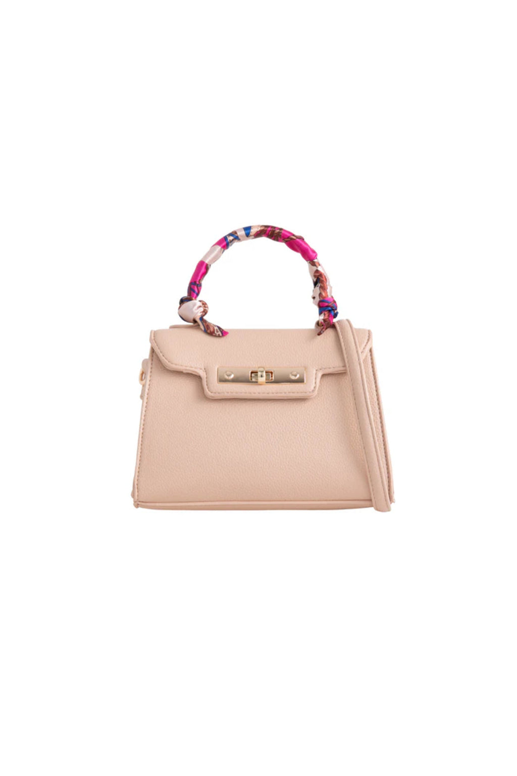 Nude Satin Top Handle Handbag-0