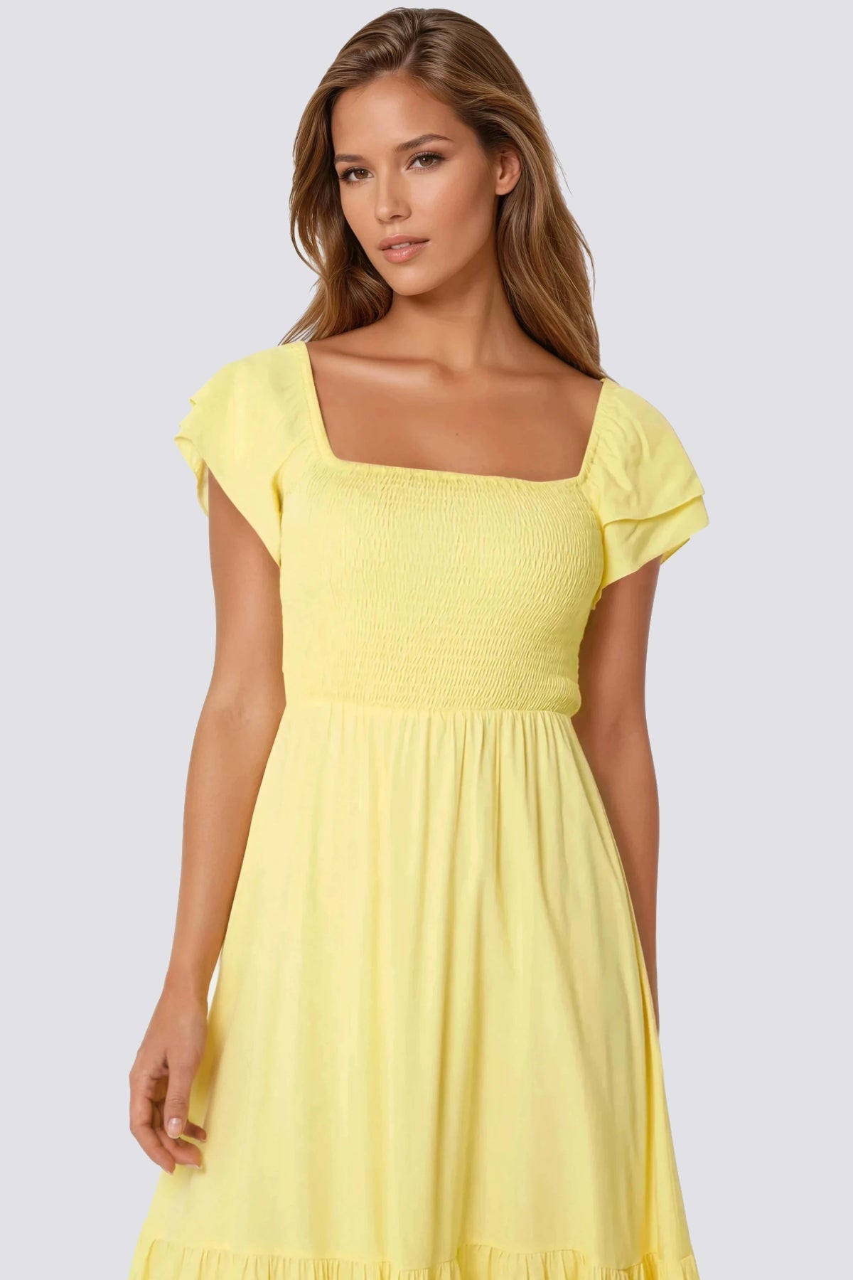 Yellow Smock Midi Dress-1