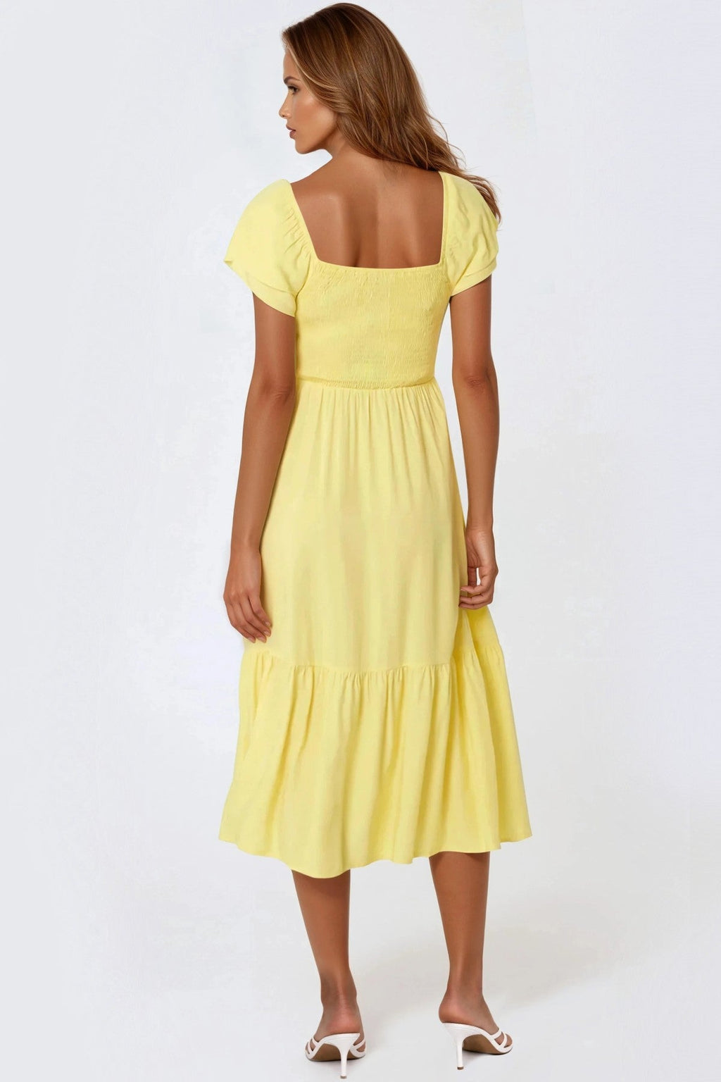 Yellow Smock Midi Dress-2