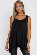 Black Sleeveless Top With Asymmetric Hem-0