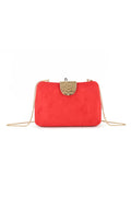 Red Suedette Clutch Bag with Detachable Chain-0