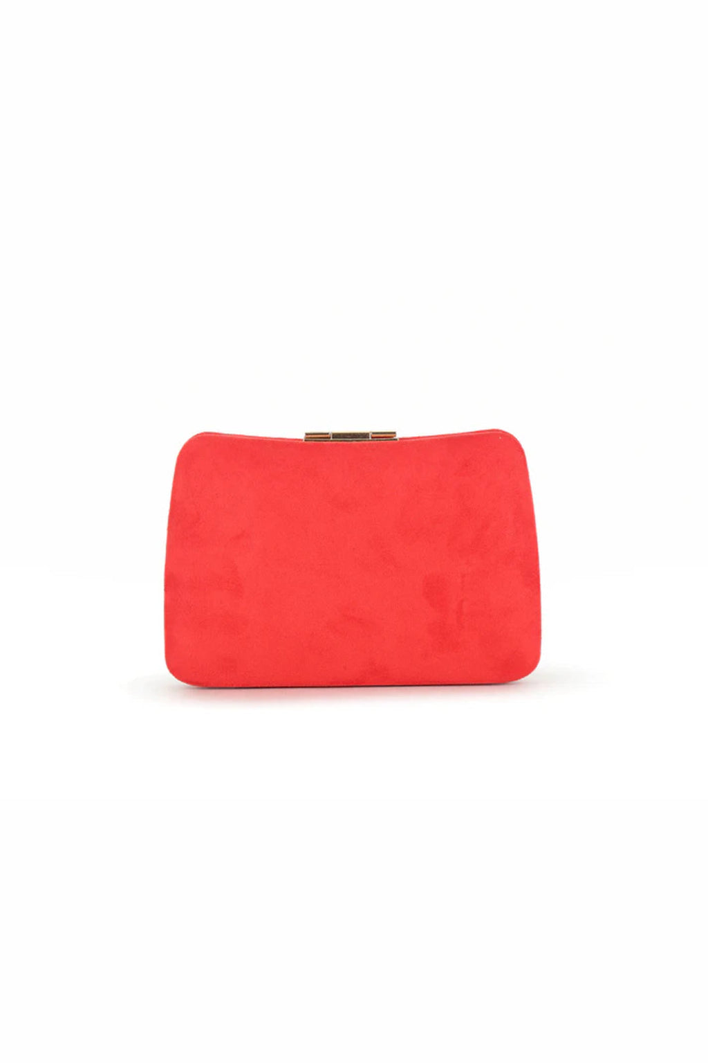 Red Suedette Clutch Bag with Detachable Chain-2