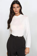 White Turtleneck Long Sleeve Top-0